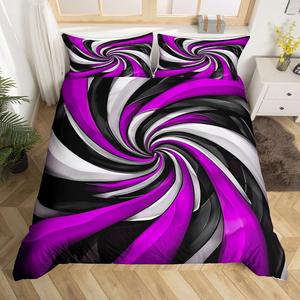 Erosebridal Абстрактный геометрический пододеяльник с фиолетовыми и черными линиями, 3D принт, современный дизайн для декора комнаты, Purple Black