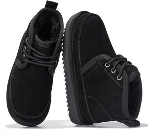 Детские ботинки Project Cloud из 100% натуральной кожи - легкие ботинки на меховой подкладке для девочек и мальчиков с стелькой из пенной памяти - нескользящая зимняя обувь для детей (Nevada), Black Suede