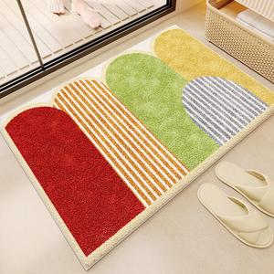 Budis Ковер 80х100 см для прихожей и ванной, абсорбирующий, с геометрическим принтом, нескользящий