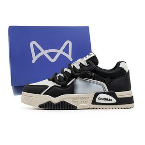 MIIOW Антискользящие износостойкие низкие скейтерские кросcовки для мужчин черно-белые [в коробке], цвет Black White[Box Included]