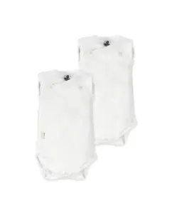 Упаковка в упаковке 2 детских боди 100% хлопок без рукавов Cambrass, белый