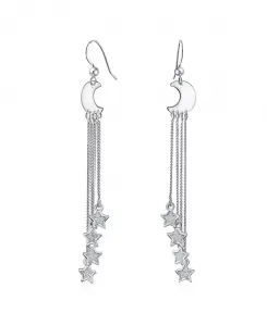 Астрологическое утверждение, небесный полумесяц, звезды, подвески, серьги, многоцепочечные украшения с тремя звездами, серебряная проволока для рыб Bling Jewelry, clear