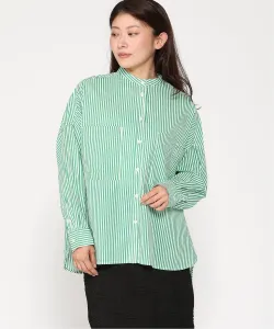 Рубашка с воротником-стойкой из камбриковой вуали с принтом Interplanet, цвет Green