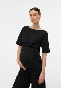 Блуза MAMALICIOUS NORMAL GESCHNITTEN RUNDHALS, Black/Brown