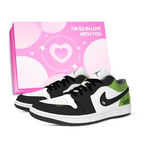 Jordan Кроссовки Air 1 Natural Quiet Pink Shoe Box устойчивые к истиранию низкие винтажные баскетбольные Unisex Black Green