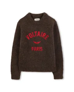 Детский джемпер коричневого цвета с длинными рукавами Zadig & Voltaire