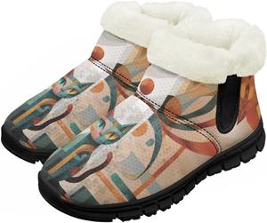 Большие и маленькие детские зимние сапоги с меховой подкладкой для девочек, пушистые сапоги, нескользящие уютные зимние ботинки для улицы Pointodoor, Abstract Cat