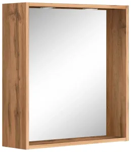 HELD MÖBEL Зеркало для ванной комнаты "Давос", LED 60х64х18 см, цвет eichefarben