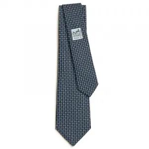 HERMES Мужской галстук из шелка тутового шелкопряда морской синий/небесно-голубой, Marine Blue/Sky Blue