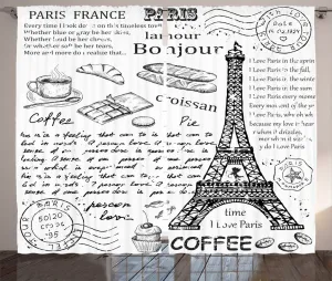 Шторы ABAKUHAUS в черно-белом деревенском стиле, Париж, Эйфелева башня, универсальные ленточные шторы для гостиной с петлями и крючками, 280 x 225 см, черно-белые Abakuhaus