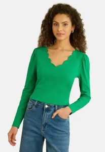 Топ с v-образным вырезом и длинными рукавами, прямого кроя. Love & Roses, Bright Green