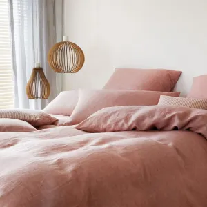 Элегантный полульняной комплект постельного белья Бриз, цвет Терра, размер 155х200+80х80 Elegante