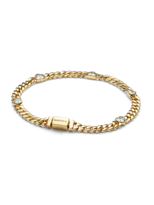 Кубинский браслет-цепочка в форме сердца Pandora, 14-каратное золотое покрытие