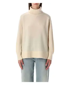 Уютный шерстяной кашемировый свитер с высоким воротником American Vintage, розовый