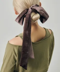 Длинная велюровая резинка для волос Goldy, цвет Brown