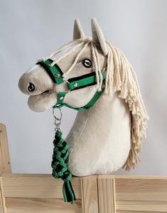 Набор Hobby Horse: недоуздок А3 с черным мехом + веревочный привязь - черный и зеленый. Inna marka