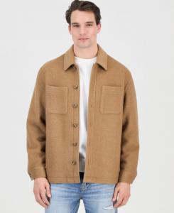 Мужская меховая рубашка-куртка на пуговицах GUESS, Macchiato