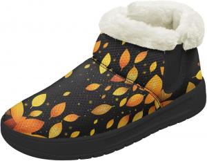 Женские зимние ботинки на низком каблуке, водонепроницаемые, легкие, теплые, с плюшевой отделкой, противоскользящие модные ботинки, размеры 36-44 Quxjehoe, Leaves