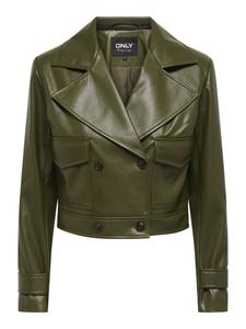 Кожаная куртка ONLY, темно-оливковый