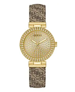 Женские аналоговые часы бежево-золотистого цвета, 32 мм Guess, brown