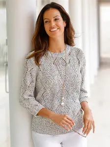 Вдохновение Свитер Ajour "Пуловер" Inspirationen, цвет Ecru-Rauchblau-Meliert