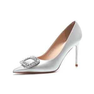 QITUMAUL Серебряные лодочки на шпильке с узким каблуком, цвет Silver[Heel Height 9.5cm]