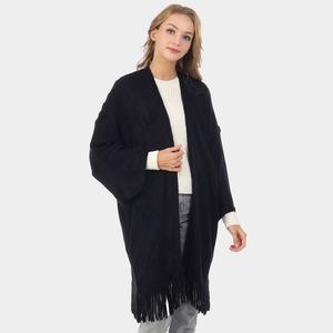 Ацтекский пончо с бахромой TRUEDAMES, черный