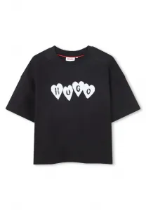 Футболка с короткими рукавами и принтом Hugo Kids, Black