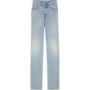 Длинные мешковатые джинсы с V-образным вырезом на талии Saint Laurent, синий