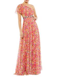 Платье на одно плечо с цветочным принтом Mac Duggal, розовый/мульти
