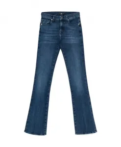 Синие прямые джинсы с высокой талией 7 For All Mankind, синий