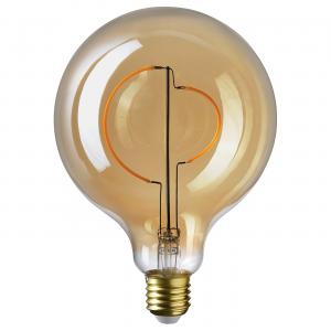 Светодиодная лампа, цоколь E27, 150 люмен, сферический плафон из коричневого прозрачного стекла, 125 мм. IKEA Molnart