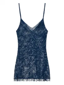 Платье мини Nothing but Light с бахромой Alanui, синий