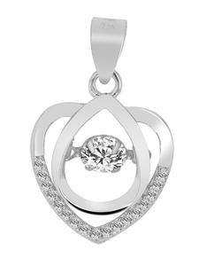 Adeliás Женский кулон - Сердце. Кулон в форме сердца из серебра 925 пробы с кубическим цирконием в серебряной оправе