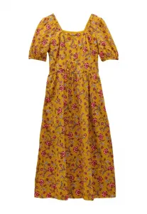 Платье повседневное с цветочным вышитым узором, прямого кроя. Joules, Yellow