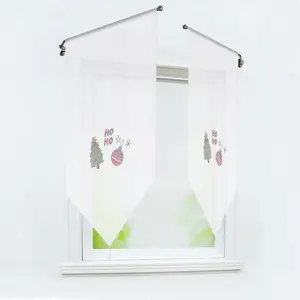Штора Cafe с вышивкой в виде рождественской елки, короткая штора для кухни, ванной комнаты, гостиной, прозрачная, белая, В x Ш: 90 x 60 см, 1 шт. Joyswahl