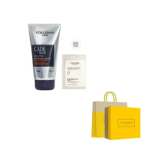 Активный гель-очиститель увлажняющий, освежающий, отшелушивающий, контролирующий жирность и очищающий 150 мл LOCCITANE, Cleanser 150ml+Shampoo 6ml/Box