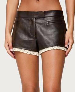 Женские шорты Lissa Lacey из искусственной кожи Edikted, Dark-brown