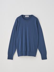 Хлопковый трикотажный пуловер с круглым вырезом и длинными рукавами | EVONNE | 30G, современный крой