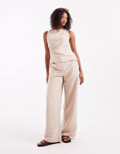 Свободные брюки прямого кроя серо-коричневого цвета Asos Design