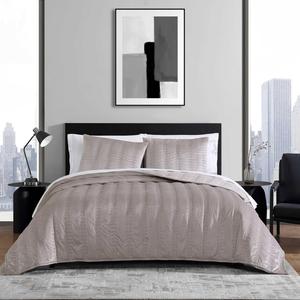 Vera Wang Комплект постельного белья King, супермягкий бархат с линейной строчкой, цвет "французская глина", наволочки