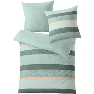 Двустороннее постельное белье Kleine Wolke «Гвен» в полоску, цвет Salbeigrün