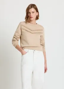 Свитшот с круглым вырезом и бахромой Calliope, Tortora Chiaro