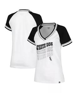Женская белая футболка Chicago White Sox Jersey с двойным креплением и V-образным вырезом New Era