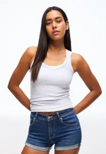 Джинсовые шорты с подворачивающимися штанинами Bershka, Dark Blue