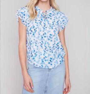 Блузка с V-образным вырезом и оборкой белого цвета CHARLIE B