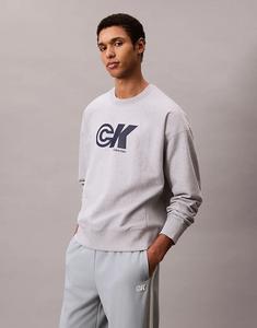 Спортивная толстовка с графическим принтом Calvin Klein Jeans серого цвета