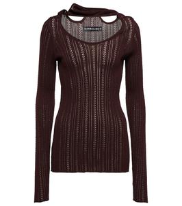 Топ с длинными рукавами и вырезом-ажуром Y/Project, коричневый