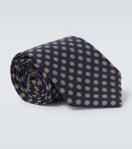 Шелковый галстук с принтом Dunhill, Spring Navy