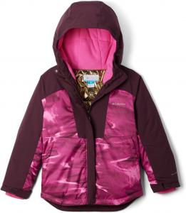 Куртка Columbia Girls Mighty Mogul III с принтом, Pink Ice Windblown/Moonvista